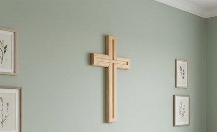 Handcrafted Carved Wooden Wall Cross | 12" x 6" Rustic Wall Decor