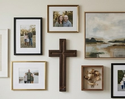 Handcrafted Carved Wooden Wall Cross | 12" x 6" Rustic Wall Decor